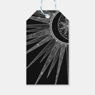 Etiquetas Para Regalos Elegante diseño negro de luna de sol plateado Man