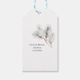 Etiquetas Para Regalos Elegante Ducha de Novia de Pino Blanco de Invierno
