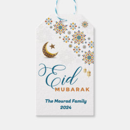 Etiquetas Para Regalos Elegante Eid Mubarak Caligrafía Árabe Luna Estrell