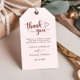 Etiquetas Para Regalos Elegante en otoño Boda de tonos rosas gracias