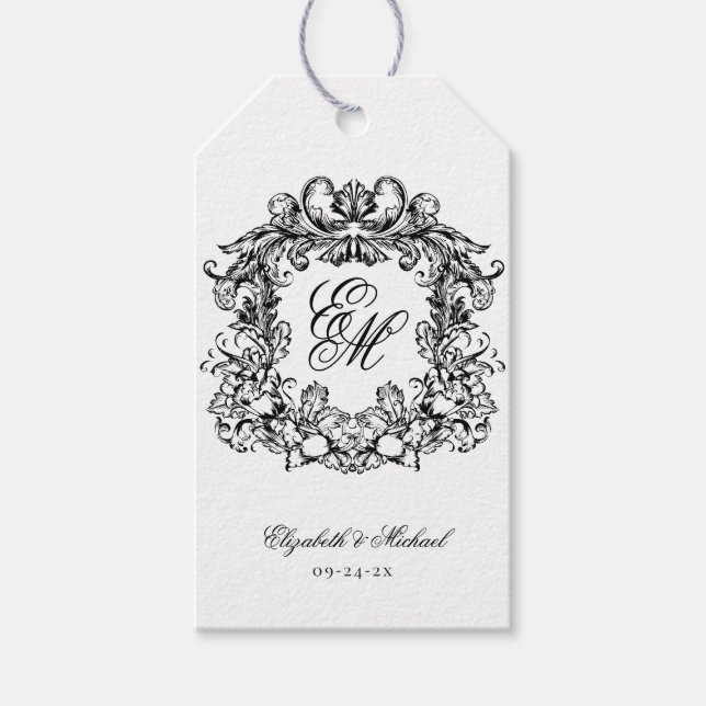 Etiquetas Para Regalos Elegante Escudo Monograma Boda Bridesmaid 2 (Anverso)