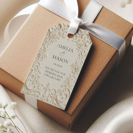 Etiquetas Para Regalos Elegante Estilo Barroco Repujado Boda
