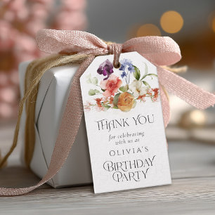 Etiquetas Para Regalos Elegante Fantasía Floral Cumpleaños Gracias