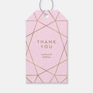 Etiquetas Para Regalos Elegante Faux Rosa Gold Geométrico en Rubor Pink