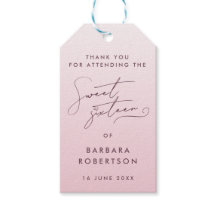 Elegante Favor de agradecimiento con letra rosa pa