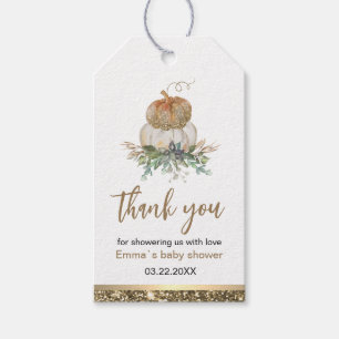 Etiquetas Para Regalos Elegante Favor de Agradecimiento de Calabaza Blanc