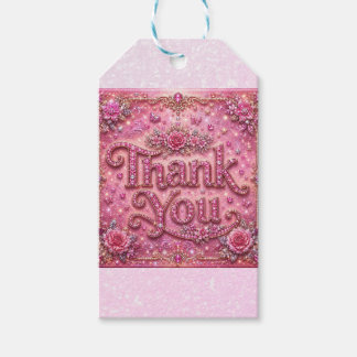 Etiquetas Para Regalos Elegante Femenina Rosa Rosada Brillante Gracias