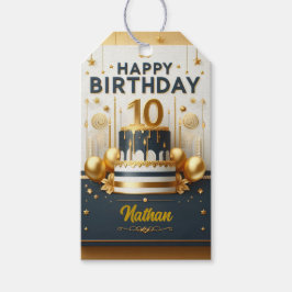 Etiquetas Para Regalos Elegante fiesta de cumpleaños 10 de la Marina Azul