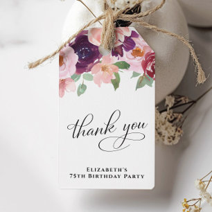 Etiquetas Para Regalos Elegante fiesta de cumpleaños 75 floral gracias