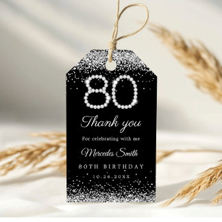 Etiquetas Para Regalos Elegante Fiesta de Cumpleaños de los Diamantes 80 