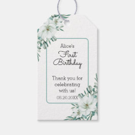 Etiquetas Para Regalos Elegante Flora de Magnolia Blanca Verde Primer cum