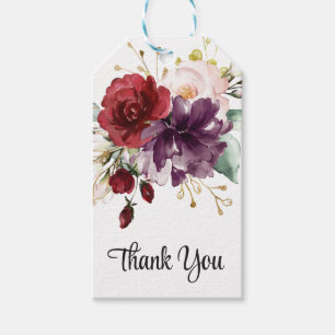 Etiquetas Para Regalos Elegante Floral Acuarela Colorida de Agradecimient