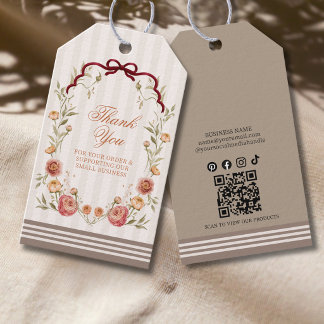 Etiquetas Para Regalos Elegante Floral de Otoño Gracias Por Su Pedido