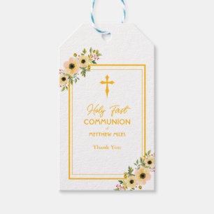 Etiquetas Para Regalos Elegante floral primera comunión católica