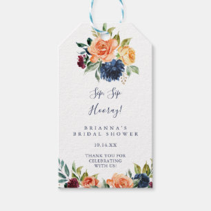 Etiquetas Para Regalos Elegante Floral Sip Sip Hooray Bridal Shower