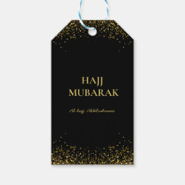 Etiquetas Para Regalos Elegante Hajj Mubarak negro y dorado 