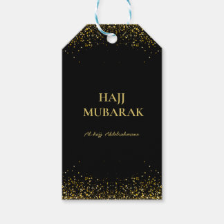Etiquetas Para Regalos Elegante Hajj Mubarak negro y dorado