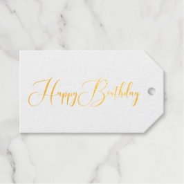 Etiquetas Para Regalos Elegante Happy Birthday Script Font Gold