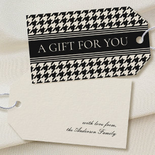 Etiquetas Para Regalos Elegante Houndstooth Negro Blanco Fuera de lo Comú