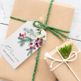 Etiquetas Para Regalos Elegante Invernadero de Acuarela Verde con Bayas R