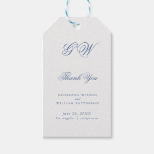 Etiquetas Para Regalos Elegante Jouy floral azul vintage francés