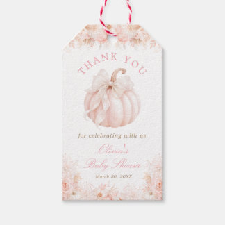 Etiquetas Para Regalos Elegante Lazo de Calabaza Baby Shower Agradecimien