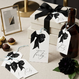 Etiquetas Para Regalos Elegante lazo negro Brindis por los cuarenta