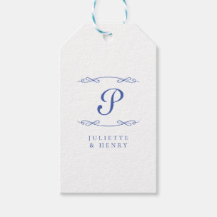 Etiquetas Para Regalos Elegante Moda Boda inicial azul francés