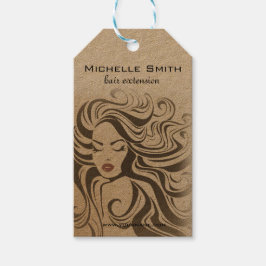 Etiquetas Para Regalos Elegante Moda Sepia Wavy Hairstyle Extensiones de