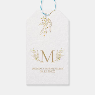 Etiquetas Para Regalos Elegante monograma azul recién nacido