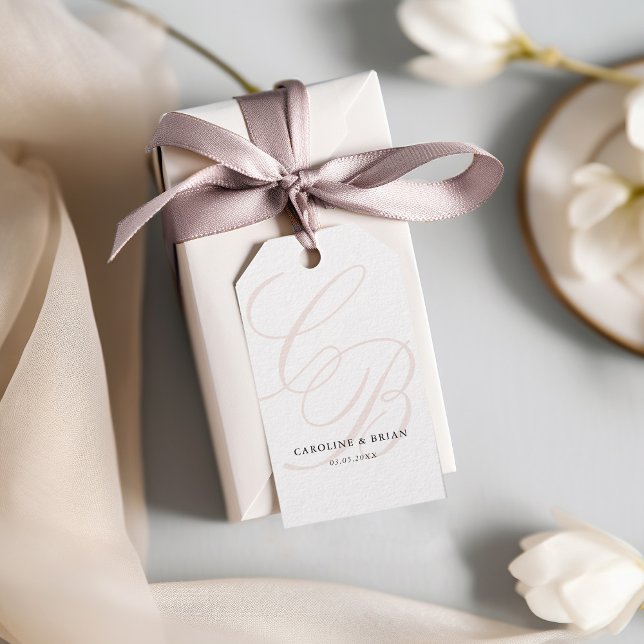 Etiquetas Para Regalos Elegante, Monograma, Boda (Elegant, Monogram, Wedding Gift Tags)