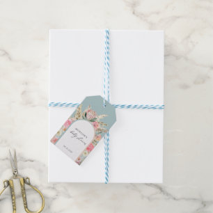 Etiquetas Para Regalos Elegante Monograma Bohemio Floral Baby Shower