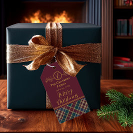 Etiquetas Para Regalos Elegante Monograma Dorado - Verde azulado azul de 