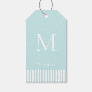 Etiquetas Para Regalos Elegante Monograma en aqua