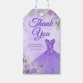 Etiquetas Para Regalos Elegante Morado Plata Invierno Quinceañera Gracias