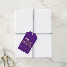 Etiquetas Para Regalos Elegante moras Navidad metal dorado púrpura