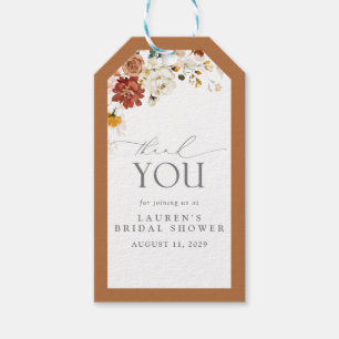 Etiquetas Para Regalos Elegante Naranja de óxido Floral Bridal Shower Per