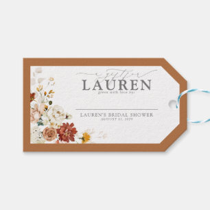 Etiquetas Para Regalos Elegante Naranja Floral Bridal Shower Sin Envolver