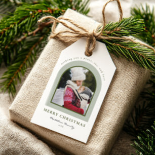 Etiquetas Para Regalos Elegante Navidad de fotografía de la familia Arch