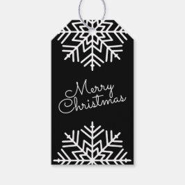 Etiquetas Para Regalos Elegante Navidad en negro y blanco con copos de ni