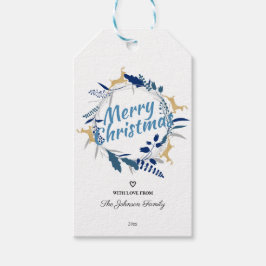 Etiquetas Para Regalos Elegante Navidades de flores de reno dorado