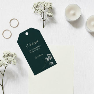 Etiquetas Para Regalos Elegante novia de aliento de bebé verde esmeralda