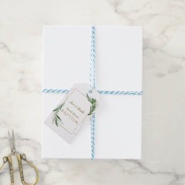 Etiquetas Para Regalos Elegante olivo deja bautismo de niño de oro