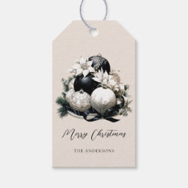 Etiquetas Para Regalos Elegante ornamento de marfil de color beige negro
