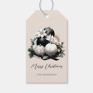 Etiquetas Para Regalos Elegante ornamento de marfil de color beige negro