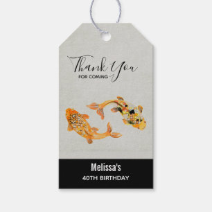 Etiquetas Para Regalos Elegante Oro Koi Fish Gracias