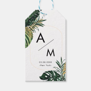 Etiquetas Para Regalos Elegante, Palm Verde, Borde Oro (Imitación)