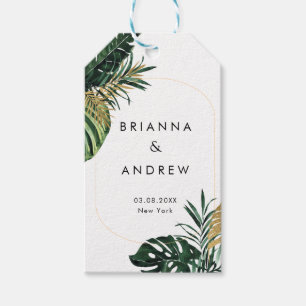 Etiquetas Para Regalos Elegante, Palm Verde, Borde Oro (Imitación)