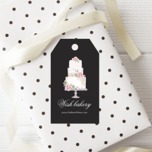 Etiquetas Para Regalos Elegante Panadería Monograma de Torta de Tres Nive