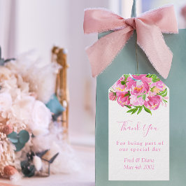 Etiquetas Para Regalos Elegante Peonía Rosa en Acuarela | Boda Floral